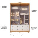 Ver imagem 3 de Guarda Roupa Infantil Elô 4 Portas e 4 Gavetas Branco Brilho/amêndoa - Móveis Peroba
