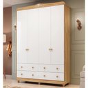 Ver imagem 2 de Guarda Roupa Infantil Elô 4 Portas e 4 Gavetas Branco Brilho/amêndoa - Móveis Peroba