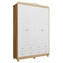 Ver imagem 1 de Guarda Roupa Infantil Elô 4 Portas e 4 Gavetas Branco Brilho/amêndoa - Móveis Peroba