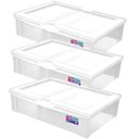 Ver imagem 1 de Kit 3 Caixas Organizadoras 29l Baixa com Tampa Plástica Radical Ordene Multiuso Transparente