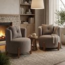 Ver imagem 4 de Kit 2 Poltronas Orgânica Curva Luna Boucle Cappuccino - Montanaris Decor