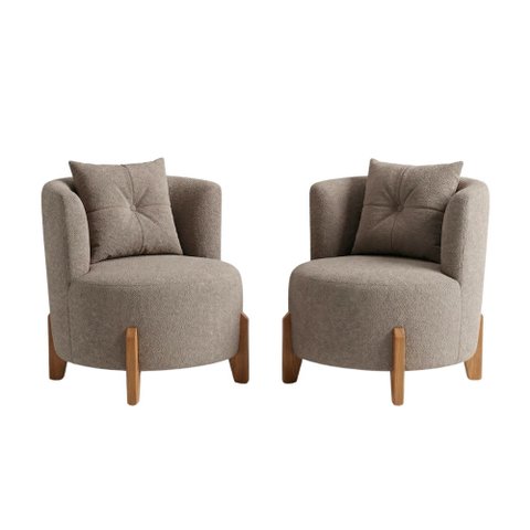 Kit 2 Poltronas Orgânica Curva Luna Boucle Cappuccino - Montanaris Decor