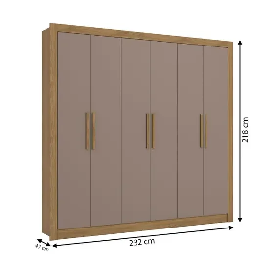 Cpbm569 Roupeiro 6 Portas e 2 Gav Nogueira/fendi com Pes Kap - 3