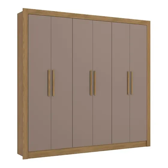 Cpbm569 Roupeiro 6 Portas e 2 Gav Nogueira/fendi com Pes Kap