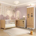 Ver imagem 2 de Quarto de Bebê Completo Berço Americano 3 em 1 Colchão Sonho Multimóveis Mp4643 Branco/madeirado