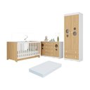 Ver imagem 1 de Quarto de Bebê Completo Berço Americano 3 em 1 Colchão Sonho Multimóveis Mp4643 Branco/madeirado