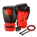 Ver imagem 6 de Kit Luva de Boxe Muay Thai MKS Prospect + Bandagem 2,55m + Corda Slim - Preto e Vermelho - 16 Oz