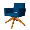 Ver imagem 3 de Poltrona Decorativa Camila Pés Madeira Giratório Suede Azul Royal - DS Estofados