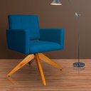 Ver imagem 2 de Poltrona Decorativa Camila Pés Madeira Giratório Suede Azul Royal - DS Estofados