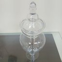 Ver mais imagens de Potiche Decorativo de Vidro Transparente 40x16x16cm Tampa Enfeite Sala Mesa