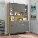 Ver imagem 2 de Armário de Cozinha Kit 8 Portas 2 Gavetas Golden Kits Paraná Cor:freijo Gris