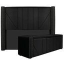 Ver imagem 1 de Kit Cabeceira E Calçadeira Baú Casal 140cm Suede Preto
