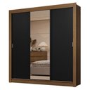 Ver mais imagens de Guarda-roupa Casal 3 Portas de Correr com Espelho 2 Gavetas Rustic/preto Sublime Madesa Rustic/preto