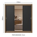 Ver imagem 7 de Guarda-roupa Casal 3 Portas de Correr com Espelho 2 Gavetas Rustic/preto Sublime Madesa Rustic/preto