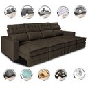 Ver imagem 3 de Sofá Retrátil e Reclinável 3.20m Molas Ensacadas e Costura Tripla Cama inBox Nobre Suede Café