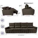 Ver imagem 2 de Sofá Retrátil e Reclinável 3.20m Molas Ensacadas e Costura Tripla Cama inBox Nobre Suede Café