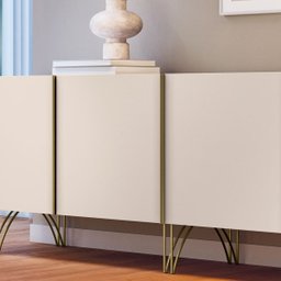 Buffet Aparador Bilbao 4 Portas e Prateleiras 220x75 Off White Edecasamoveis - 5