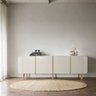 Buffet Aparador Bilbao 4 Portas e Prateleiras 220x75 Off White Edecasamoveis - 2