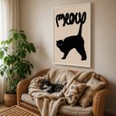Ver imagem 1 de Quadro Canvas Gato Preto Meow 60x40cm Mold Branca