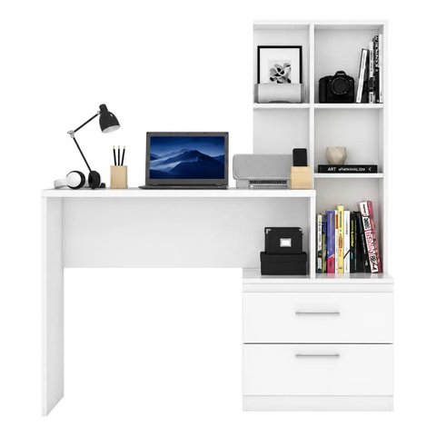 Escrivaninha Livreiro Home Office Estudo Poli