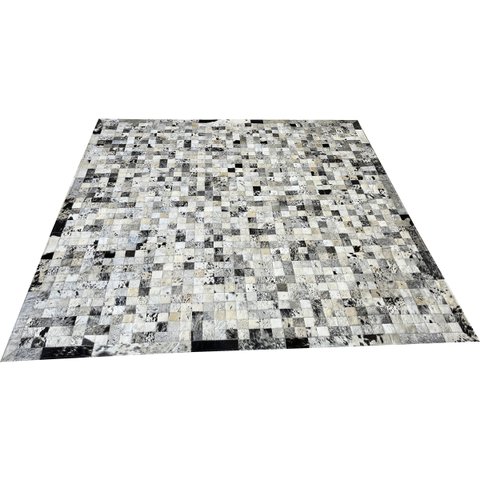 Tapete De Couro Preto Branco Salino 2,00x2,00 C/b pç 5x5cm