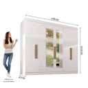 Ver imagem 3 de Guarda-Roupa Casal com Espelho 6 Portas 2 Gavetas Paris Branco