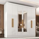 Ver imagem 1 de Guarda-Roupa Casal com Espelho 6 Portas 2 Gavetas Paris Branco