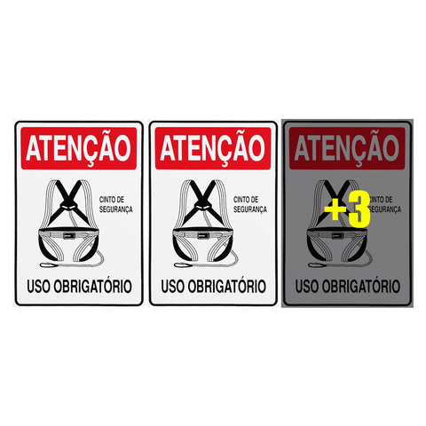 Combo 6 Placas de Sinalização Atenção Cinto de Segurança Uso Obrigatório 20x30 Acesso - S-207 F9e