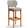Kit 2 Banquetas Alta Bar Cozinha Sala Jantar Fixa Betta L02 Imbuia Linho Bege - Lyam Decor - 3