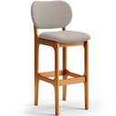 Ver imagem 3 de Kit 2 Banquetas Alta Bar Cozinha Sala Jantar Fixa Betta L02 Imbuia Linho Bege - Lyam Decor