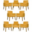 Ver imagem 1 de Kit 8 Poltronas Decorativas para Sala Mari Suede Cores Pé Palito Castanho
