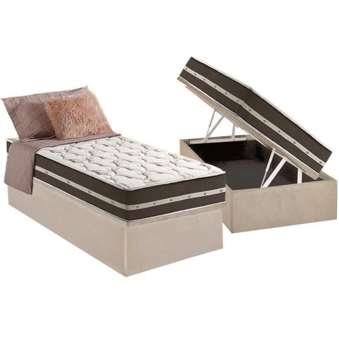 Cama Box Baú Solteiro: Colchão Molas Ensacadas D Angelis Anjos Superlastic Classic + Base Crc