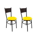 Ver imagem 1 de 2 Cadeiras Pretas para Cozinha Viena Marrom Assento Amarelo