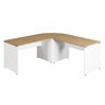 Mesa L Escritório 190cm X 70cm Pés Painel F5 Office Cor:macadâmia com Branco - 2