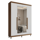 Ver imagem 3 de Guarda-Roupa Solteiro com Pés 4 Portas Batentes com Espelho Rustic/Branco/Rustic Venus Madesa