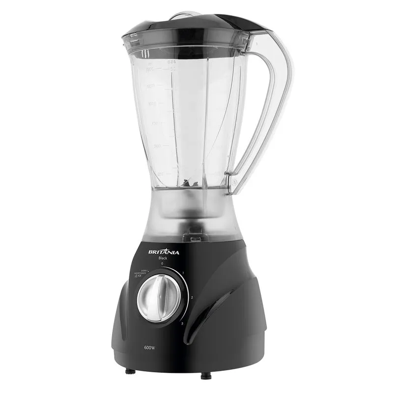 Liquidificador 110v Britânia Black 3 Velocidades 4 Lâminas 2,1 Litros 600w - 2