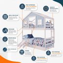 Ver imagem 5 de Treliche Casinha Dos Sonhos com Varanda e Kit Escorregador Madeira Maciça Branco | Azul Housin