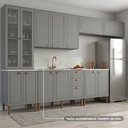 Ver imagem 2 de Cozinha Compacta Modulada 6 Peças com 14 Portas Americana Cinza Crystal