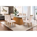 Ver imagem 1 de Conjunto: Mesa Sala Jantar Luna c/ Tampo Madeirado c/ Vidro Canto Reto 180cm + 6 Cadeiras Athenas