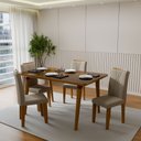 Ver imagem 1 de Mesa de Jantar 4 Lugares Adele com Vidro Cinamomo/Off White - Panorama Móveis