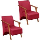 Ver imagem 1 de Kit 2 Poltrona Venus 1 Lugar Braço Madeira Maciça Tecido Suede Unidecor Vermelho
