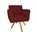 Ver imagem 2 de Poltrona Decorativa Com Base Giratória De Madeira Quarto Isabella Suede Vermelho Bordô - LM DECOR