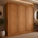 Ver imagem 1 de Guarda-Roupa Casal 100% MDF com 3 Portas de Correr 182cm Multimóveis CR35529 Madeirado