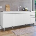 Ver imagem 2 de Balcão Cozinha 180 Cm 4 Portas 2 Gavetas sem Tampo Madeira Agatha Branco