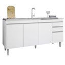 Ver imagem 1 de Balcão Cozinha 180 Cm 4 Portas 2 Gavetas sem Tampo Madeira Agatha Branco