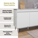 Ver imagem 4 de Balcão Cozinha 180 Cm 4 Portas 2 Gavetas sem Tampo Madeira Agatha Branco