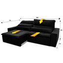 Ver imagem 3 de Sofá Retrátil/Reclinável Amsterdam 3,00m Suede Velut com Molas no Assento - King House