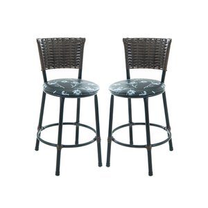 Kit 2 Banquetas Baixa de Cozinha Encosto Junco