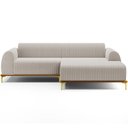 Ver imagem 3 de Sofá 5 Lugares com Chaise Direito para Sala de Estar Molino 300cm D02 Base Castanho Pés D'ouro Boucl