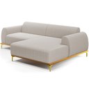 Ver imagem 1 de Sofá 5 Lugares com Chaise Direito para Sala de Estar Molino 300cm D02 Base Castanho Pés D'ouro Boucl